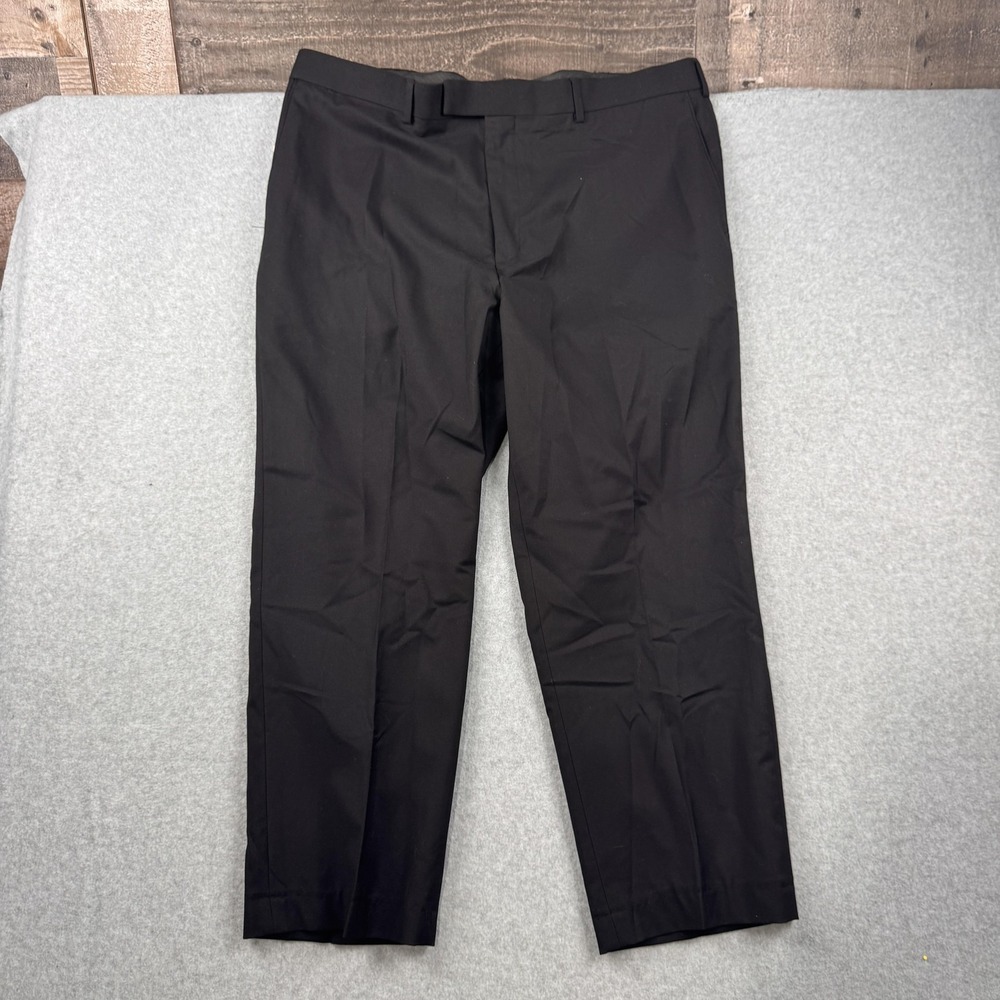 Savane Dress Pants Mens 40x30 Black Premium Flex Tailored Straight No Iron NEW
